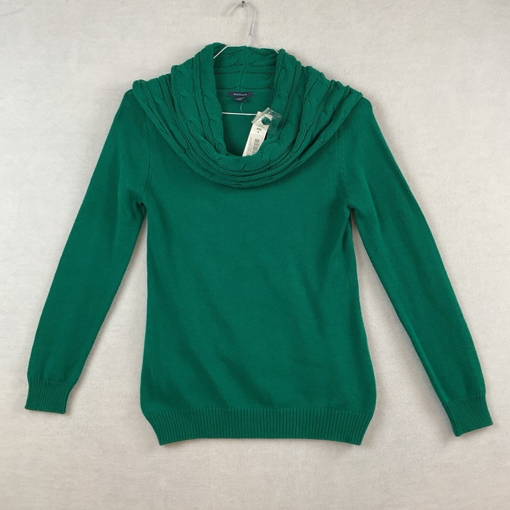 Westbound Sweater Womens S Green Cowl Neck Long Sleeves Pullover NEW